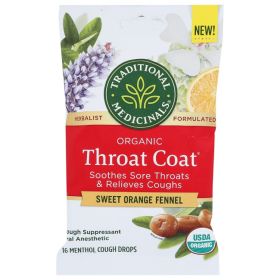 Traditional Medicinals Throat Coat Sweet Orange Fennel Lozenges (12 X 16 CT)