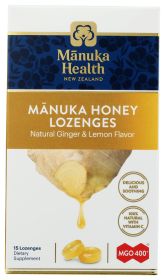 MANUKA HEALTH: Lozenge Honey Ginger & Lemon , 15 pc