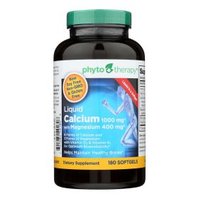 Phyto-Therapy Liquid Calcium with Magnesium - 1000 mg - 180 Softgels