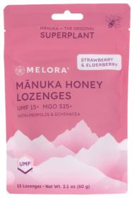 MELORA: Strawberry and Elderberry Manuka Honey Lozenges, 2.1 oz